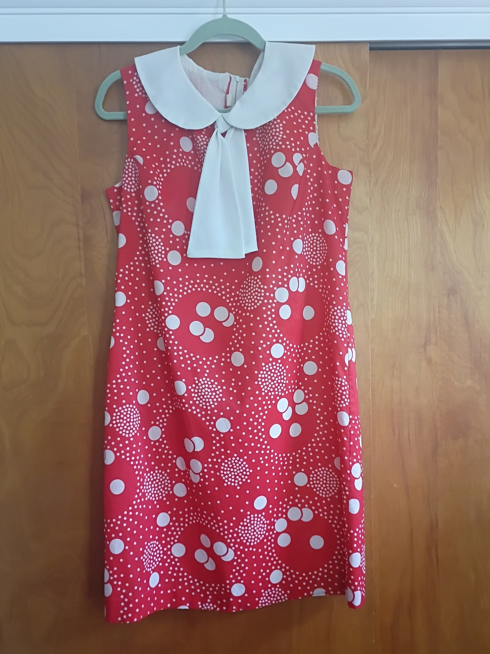 Sears Red Polka Dot Mini Dress with White Peter Pan Collar